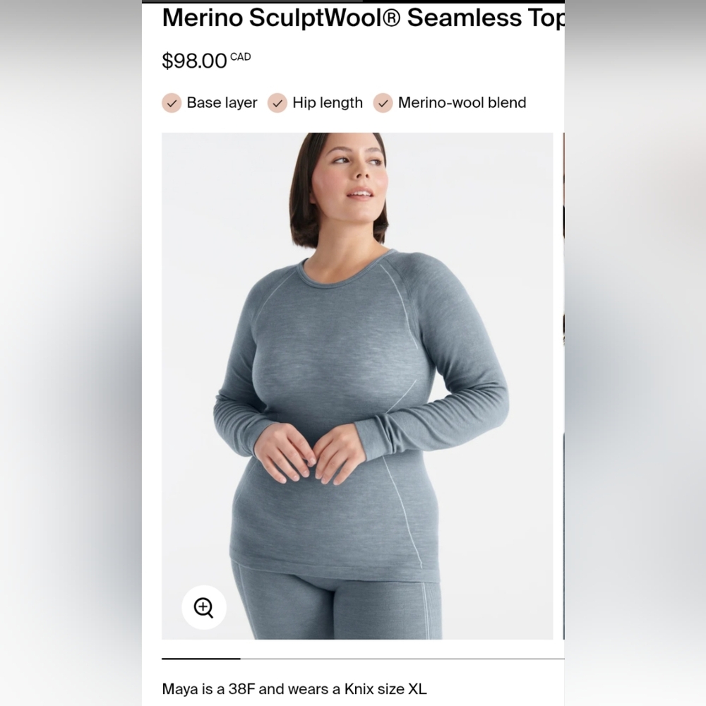 Like New Knix Merino SculptWool Seamless Top - Large - Smokeshow